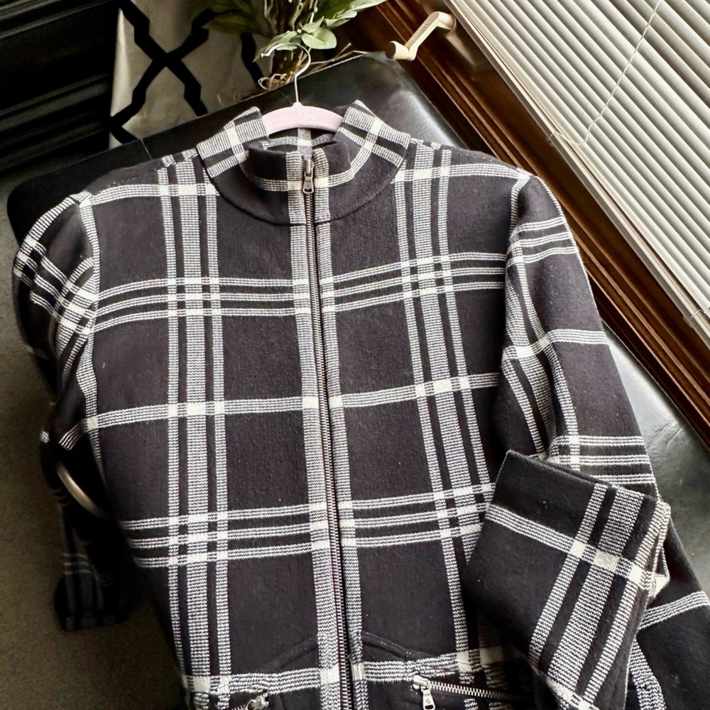 Ralph Lauren Navy and White Plaid Zip Jacket - Picture 2 of 4